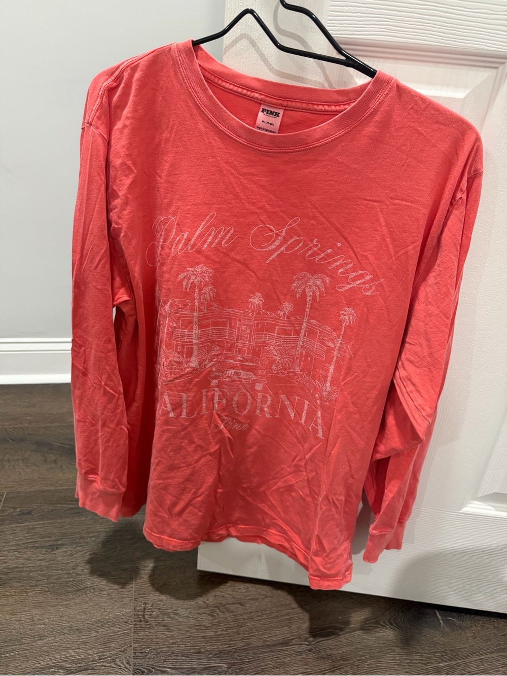 PINK Victoria's Secret Coral Crewneck Long Sleeve Tee